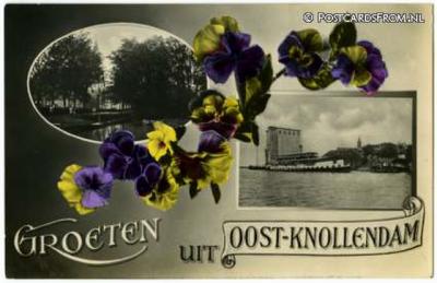 Oost-Knollendam, prachtig versierde ansichtkaart uit ca. 1930